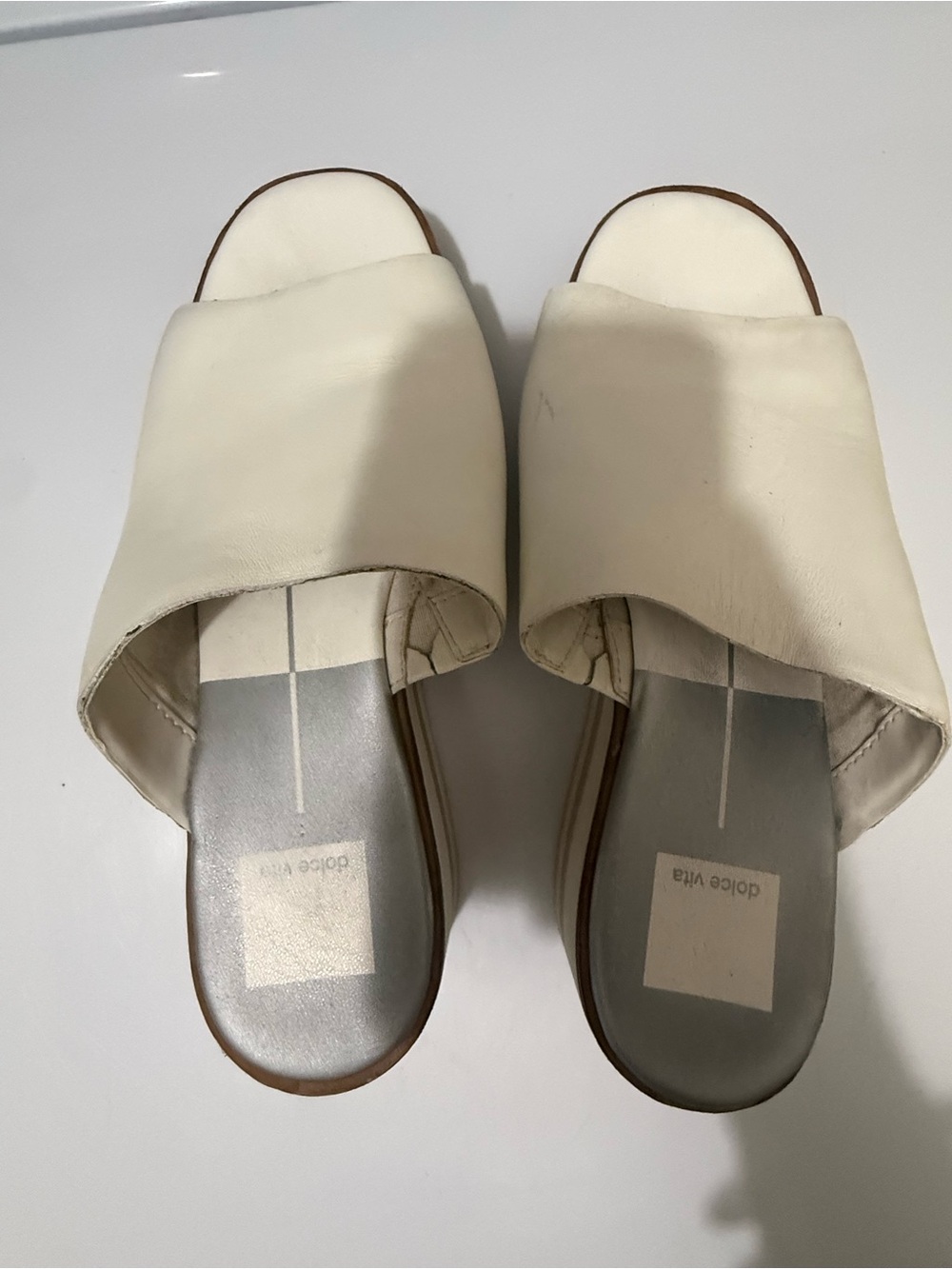 Dolce Vita Cream Leather Slide Mules